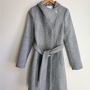 Babaton Gray Wool Belted Coat